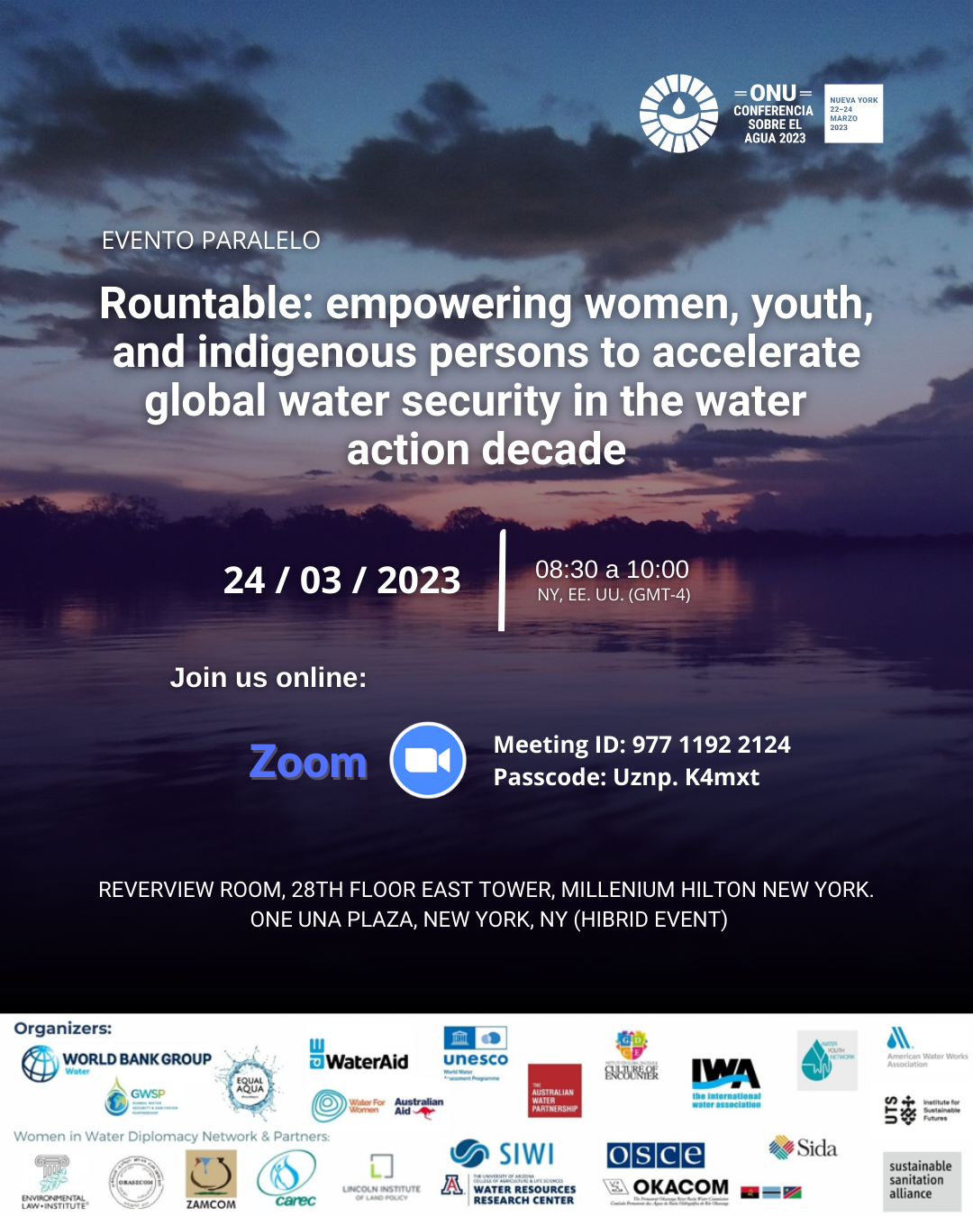 <strong>Rountable: empowering women, youth, and indigenous persons to accelerate global water security in the water action decade</strong>